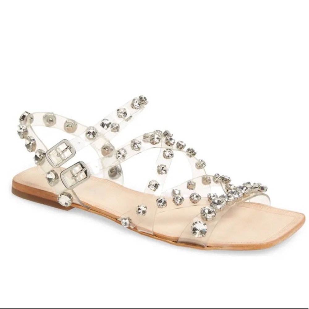 Jeffrey Campbell clear studded calath sandal sz 8‎